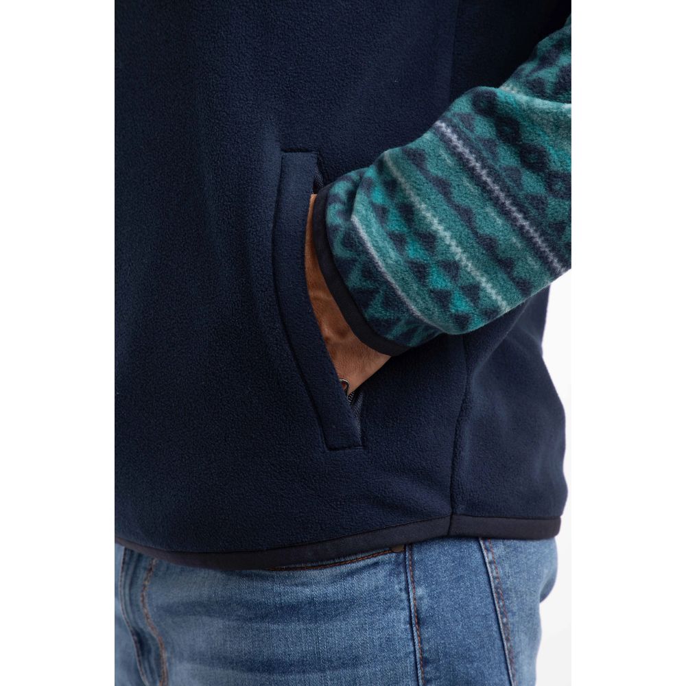 Weird Fish Gilbert 1/4 Zip Printed Microfleece - Cedar Green