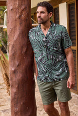 Weird Fish XL Army Green Holborn Eco Viscose Hawaiian Shirt - 202902 - Old Railway Line Garden Centre