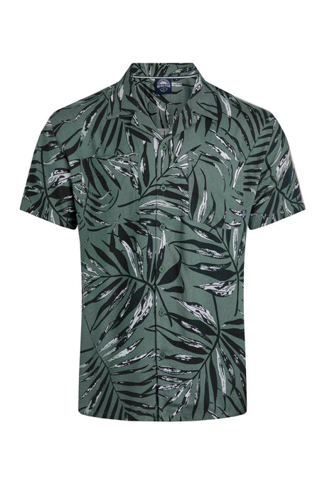 Weird Fish XL Army Green Holborn Eco Viscose Hawaiian Shirt - 202902 - Old Railway Line Garden Centre