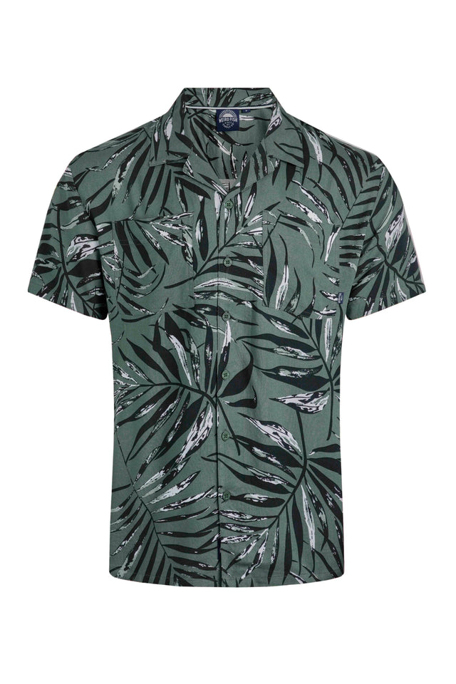 Weird Fish XL Army Green Holborn Eco Viscose Hawaiian Shirt - 202902 - Old Railway Line Garden Centre