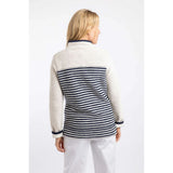Weird Fish Zoe Striped Colour Block Full Zip Women's Fleece - Ecru