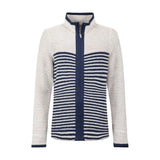 Weird Fish Zoe Striped Colour Block Full Zip Women's Fleece - Ecru - Old Railway Line Garden Centre