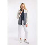 Weird Fish Zoe Striped Colour Block Full Zip Women's Fleece - Ecru