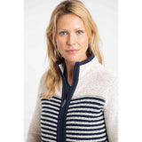 Weird Fish Zoe Striped Colour Block Full Zip Women's Fleece - Ecru