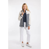 Weird Fish Zoe Striped Colour Block Full Zip Women's Fleece - Ecru - Old Railway Line Garden Centre