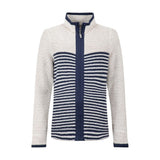 Weird Fish Zoe Striped Colour Block Full Zip Women's Fleece - Ecru