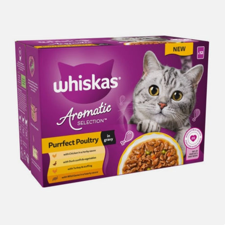 Whiskas 1+ Aromatic Poultry 85g Wet Cat Food Pouches in Gravy - Old Railway Line Garden Centre