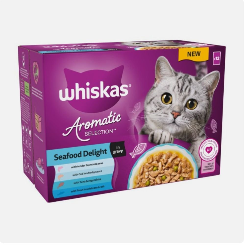 Whiskas 1+ Aromatic Seafood 85g Wet Cat Food Pouches in Gravy - Old Railway Line Garden Centre