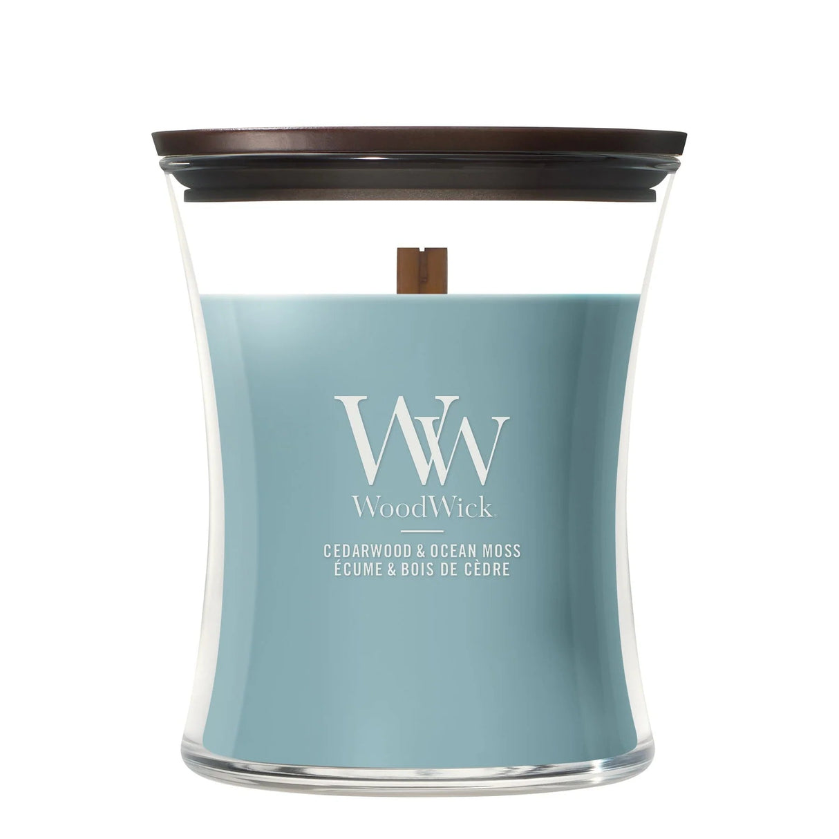 Wood Wick Cedarwood and Ocean Moss Medium Hourglass Candle - Old Railway Line Garden Centre