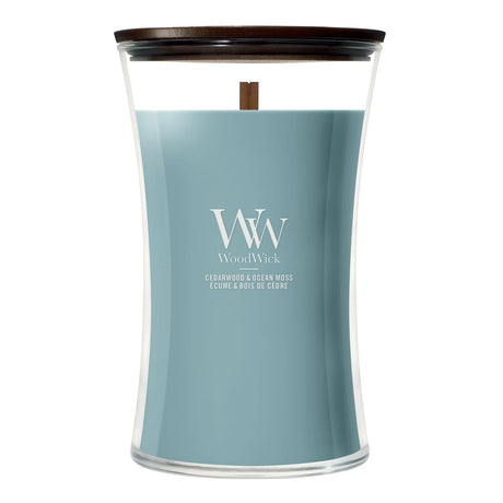 Wood Wick Cedarwood & Ocean Moss Large Hourglass Candle - Old Railway Line Garden Centre