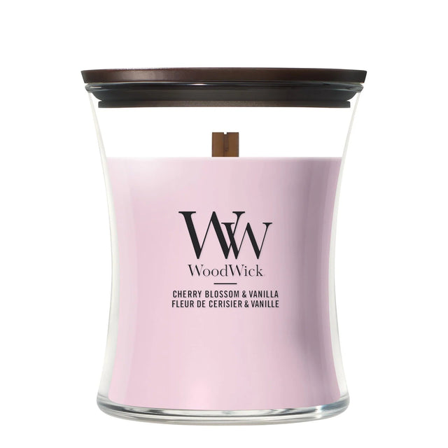Wood Wick Cherry Blosson and Vanilla Medium Hourglass Candle - Old Railway Line Garden Centre