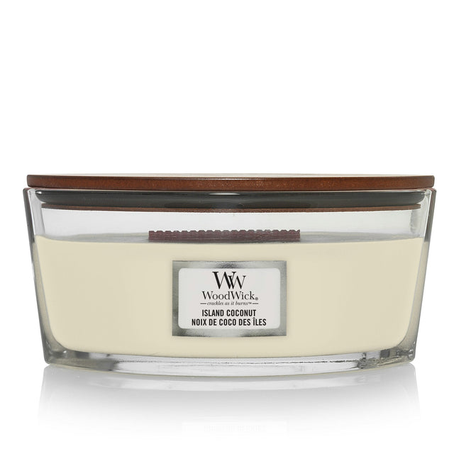 Wood Wick Island Coconut Ellipse Candle - Old Railway Line Garden Centre