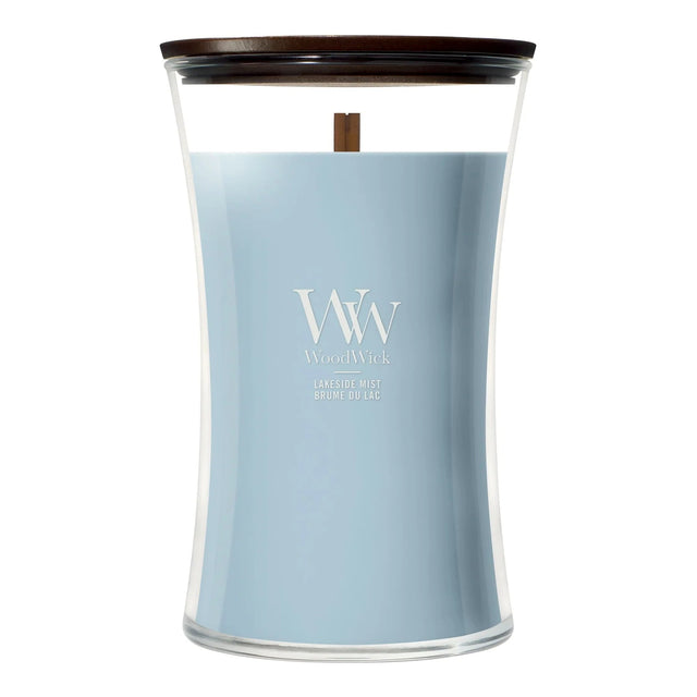 Wood Wick Lakeside Mist Large Hourglass Candle - Old Railway Line Garden Centre