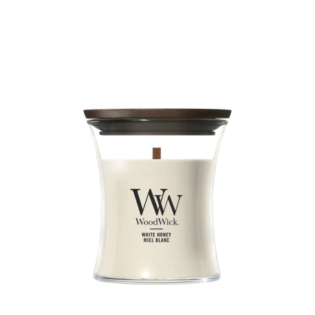 Wood Wick White Honey Mini Hourglass Candle - Old Railway Line Garden Centre