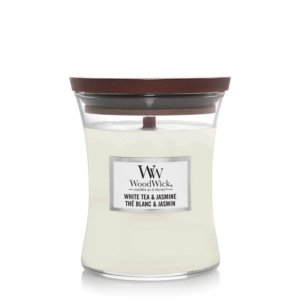 Wood Wick White Tea & Jasmine Medium Hourglass Candle - Old Railway Line Garden Centre