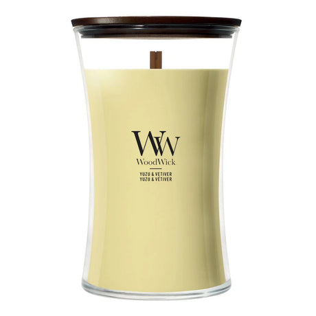 Wood Wick Yuzu & Vetiver Large Hourglass Candle - Old Railway Line Garden Centre