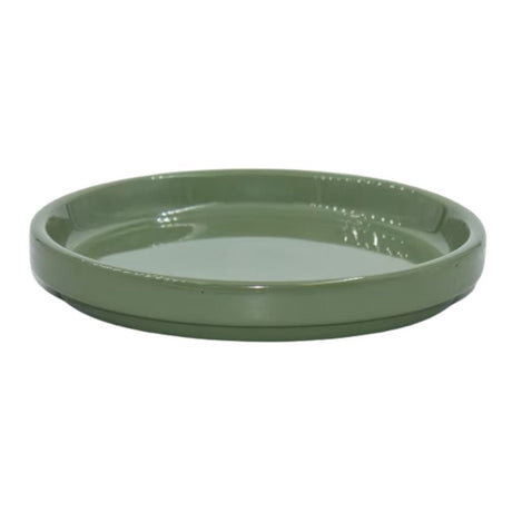 Woodlodge 10cm Hamburg Glazed Saucer- Light Green - Old Railway Line Garden Centre