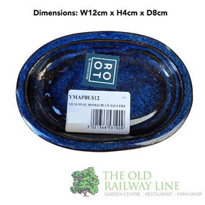 Woodlodge 12cm Blue Oval Bonsai Saucer - YMAPBLS12 - Old Railway Line Garden Centre