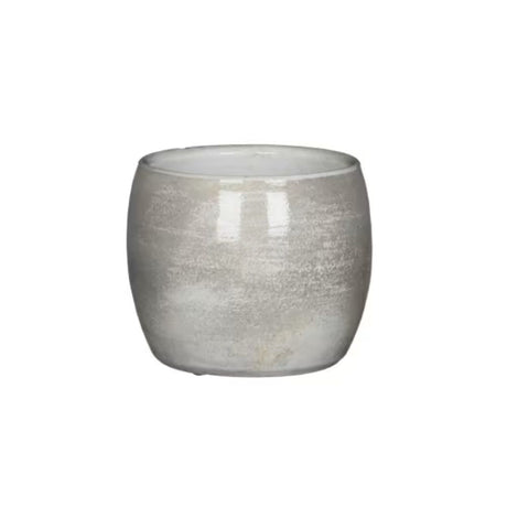 Woodlodge 14cm Carlo Glazed Pot - Light Grey - Old Railway Line Garden Centre