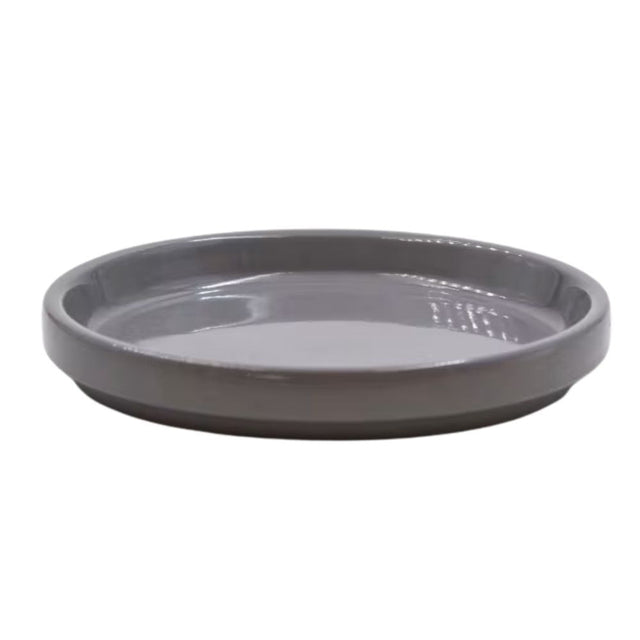 Woodlodge 14cm Hamburg Glazed Saucer - Grey - Old Railway Line Garden Centre