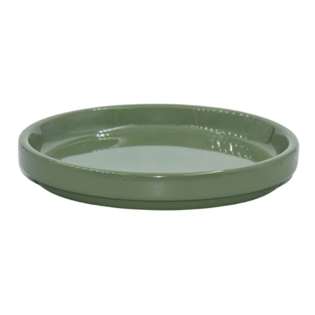 Woodlodge 14cm Hamburg Glazed Saucer- Light Green - Old Railway Line Garden Centre