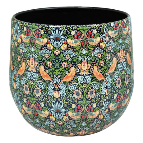 Woodlodge 14cm William Morris Strawberry Thief Iron Pot - Old Railway Line Garden Centre