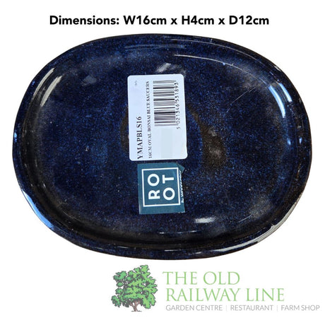 Woodlodge 15cm Blue Oval Bonsai Saucer - YBONS3BS15 - Old Railway Line Garden Centre