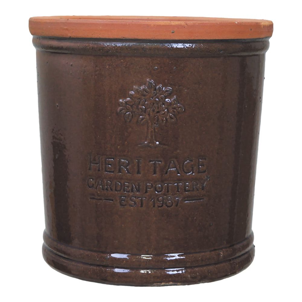 Woodlodge 15cm Heritage Eldwood Glazed Pot - Matte Brown