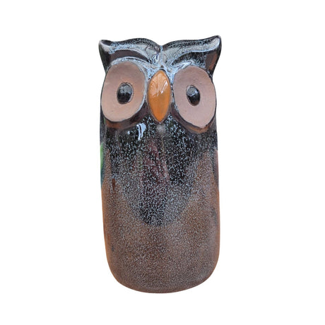Woodlodge 16.5cm Glazed Owl Garden Ornament - Black - Old Railway Line Garden Centre