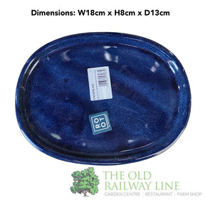 Woodlodge 18cm Blue Oval Bonsai Saucer - YMAPBLS18 - Old Railway Line Garden Centre