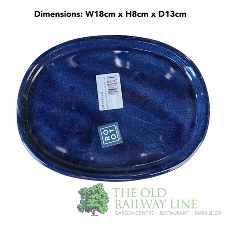 Woodlodge 18cm Blue Oval Bonsai Saucer - YMAPBLS18 - Old Railway Line Garden Centre