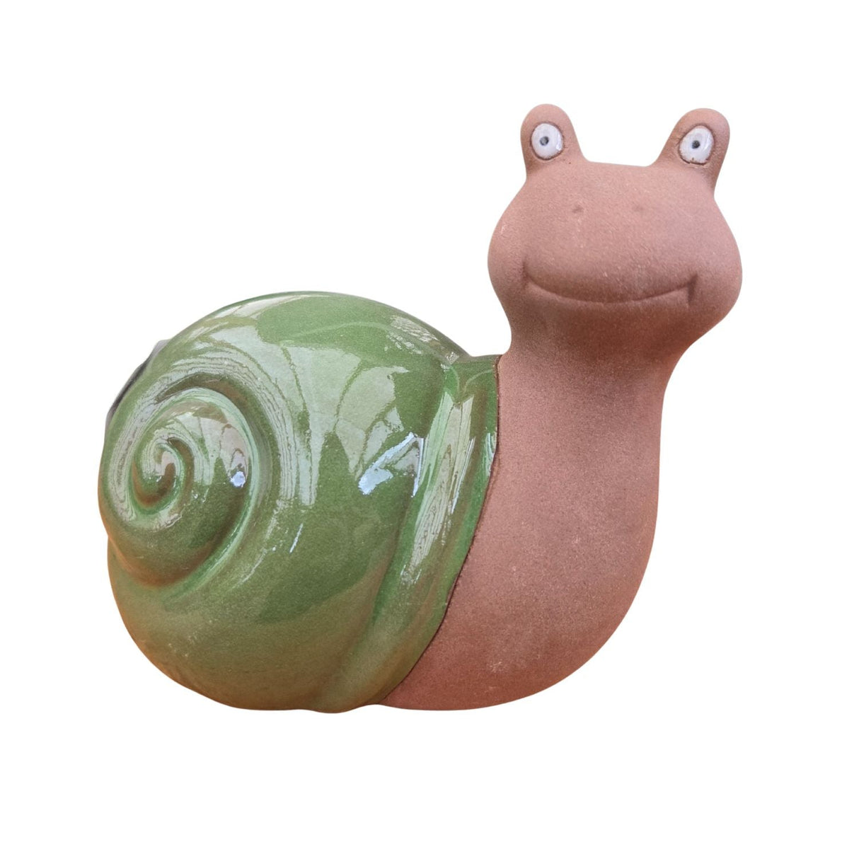Woodlodge 18cm Glazed Snail Garden Ornament - Green - Old Railway Line Garden Centre