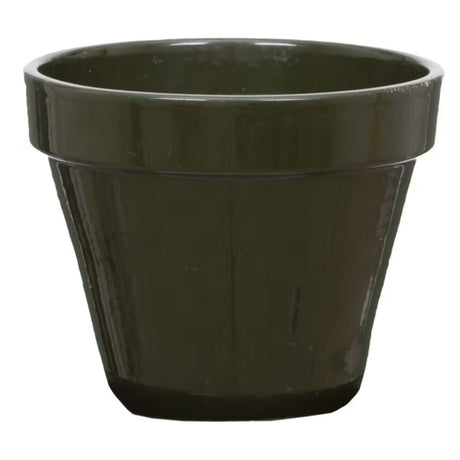 Woodlodge 18cm Hamburg Glazed Pot - Dark Green - Old Railway Line Garden Centre