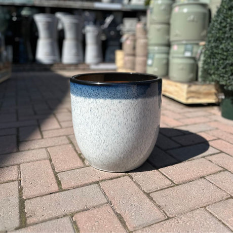 Woodlodge 19cm Blue/Green Aura Glazed Pots (Choice of 3) - Old Railway Line Garden Centre