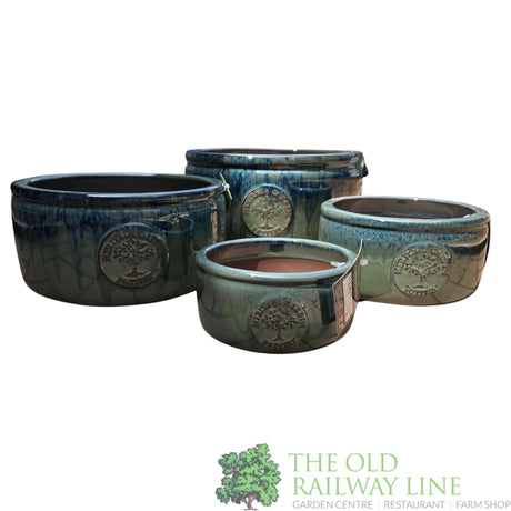 Woodlodge 19cm Dark Green Edwin Bowl Glazed Pot - YEDWBDGR19 - Old Railway Line Garden Centre