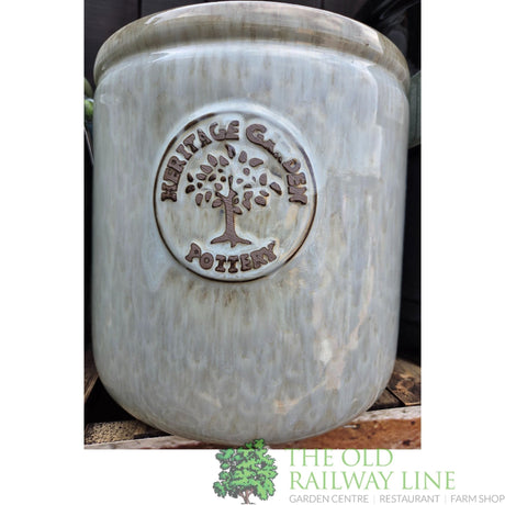 Woodlodge 19cm Grey Edwin Heritage Cylinder Glazed Pot - YEDWINGY19 - Old Railway Line Garden Centre
