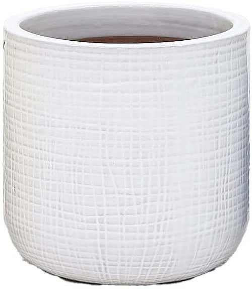 Woodlodge 19cm Lyra Hessian Glazed Pot - White