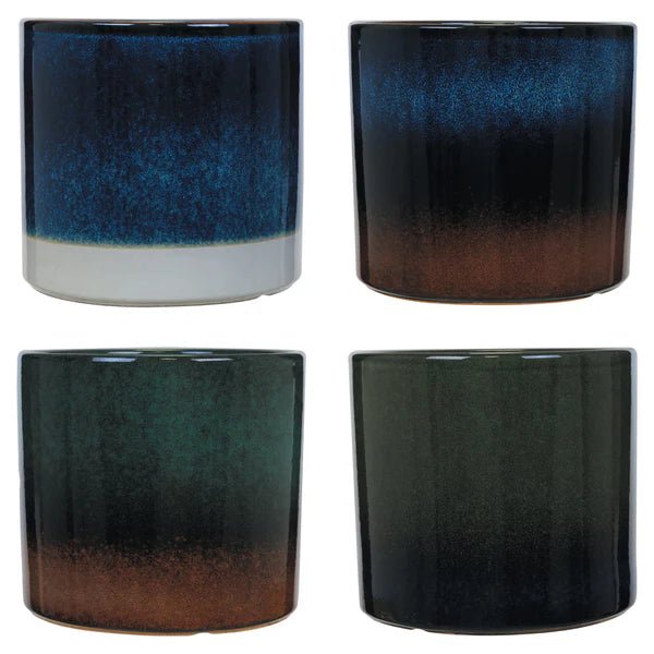 Woodlodge 19cm Midnight Glazed Pot (Choice of 4) - YMIDNGHT19 - Old Railway Line Garden Centre