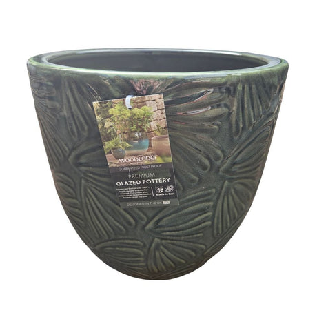Woodlodge 21cm Alice 2 Glazed Pot - Dark Green - Old Railway Line Garden Centre