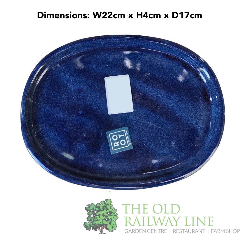 Woodlodge 22cm Blue Oval Bonsai Saucer - YMAPBLS22 - Old Railway Line Garden Centre