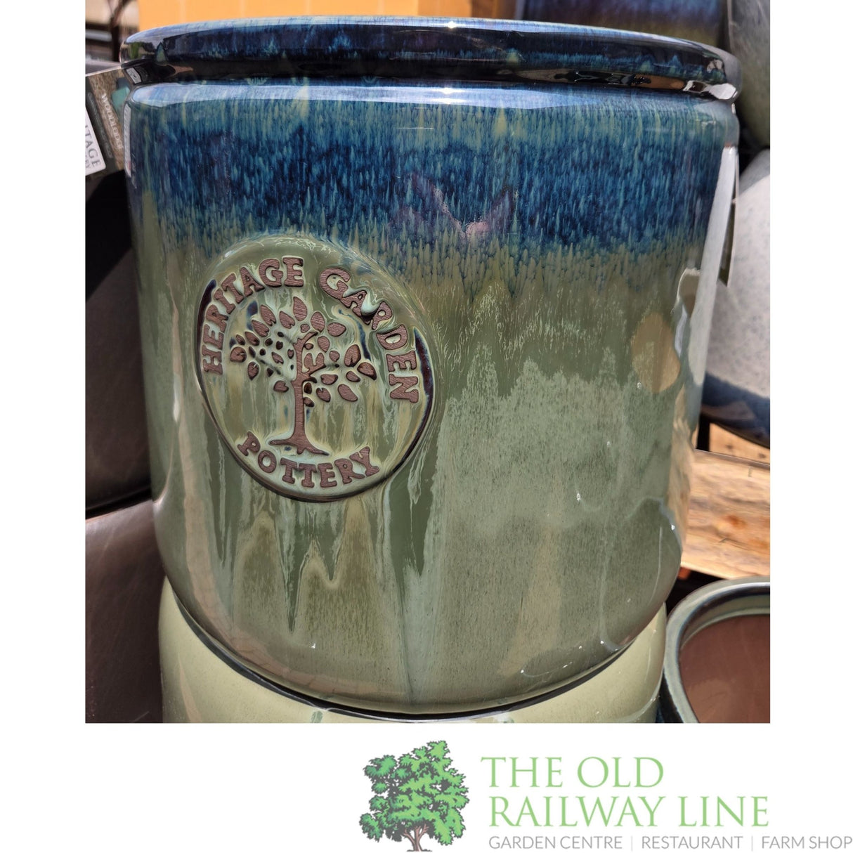 Woodlodge 24cm Dark Green Edwin Heritage Cylinder Glazed Pot - YEDWIDGR24 - Old Railway Line Garden Centre
