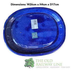 Woodlodge 25cm Blue Oval Bonsai Saucer - YBONS3BS25 - Old Railway Line Garden Centre