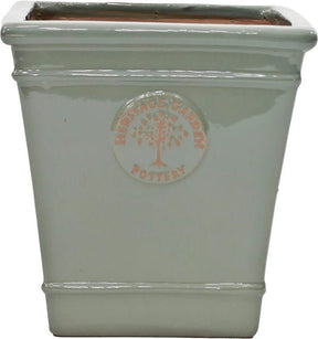 Woodlodge 25cm Khaki Green Edward Heritage Glazed Square Pot - YESQRGR25 - Old Railway Line Garden Centre