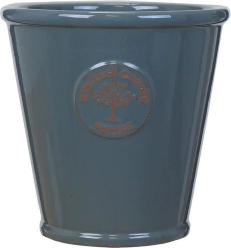 Woodlodge 25cm Stone Blue Edvard Heritage Glazed Pot - YEDVASBL25 - Old Railway Line Garden Centre