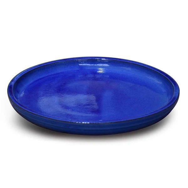 Woodlodge 27cm Blue Medoc Glazed Saucer - YJUSAU27BL - Old Railway Line Garden Centre
