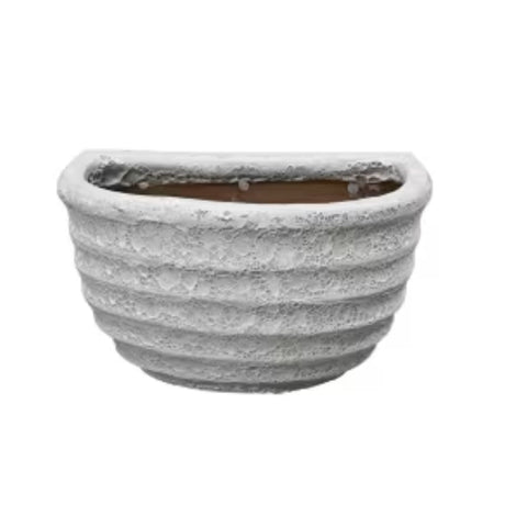 Woodlodge 27cm White Relic Ribbed Wall Pot - YWALREWH27 - Old Railway Line Garden Centre