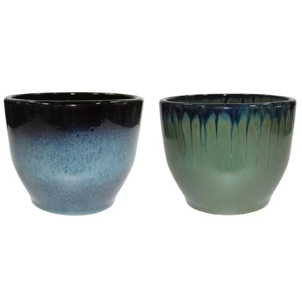Woodlodge 28cm Ajaccio Shape 2 Glazed Pot - Choice of 2 - Old Railway Line Garden Centre