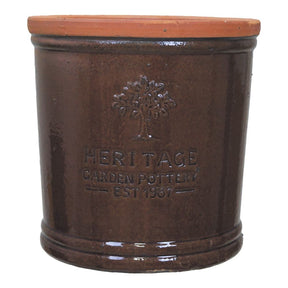 Woodlodge 28cm Heritage Eldwood Glazed Pot - Matte Brown - Old Railway Line Garden Centre