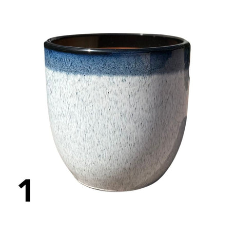 Woodlodge 30cm Blue/Green Aura Glazed Pots (Choice of 3) - Old Railway Line Garden Centre
