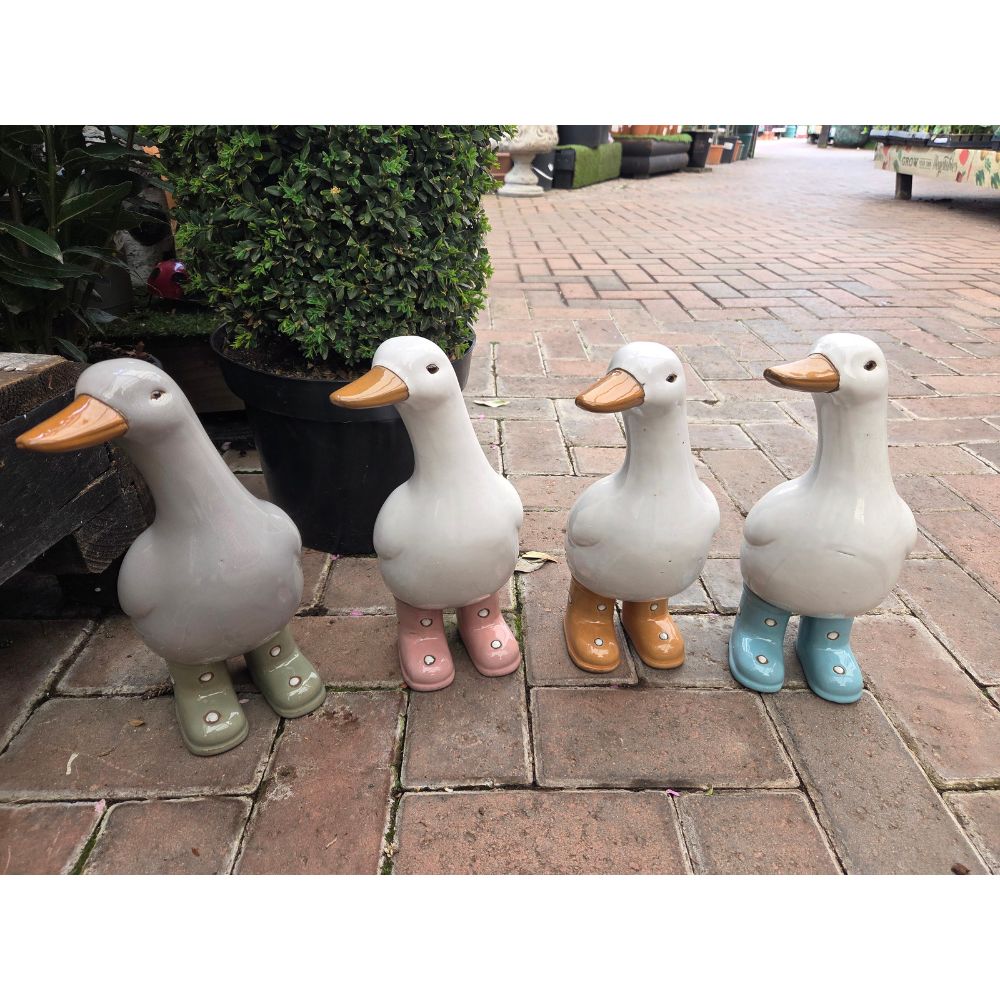 Woodlodge 30cm Ceramic Duck With Boots Garden Ornament - Choice of 4 - Old Railway Line Garden Centre
